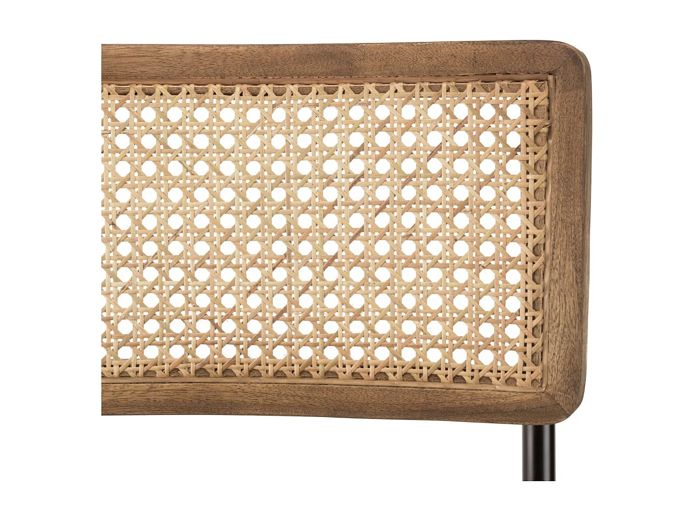 MARCEL - Lot de 2 chaises assise cuir dossier bois de manguier / rotin