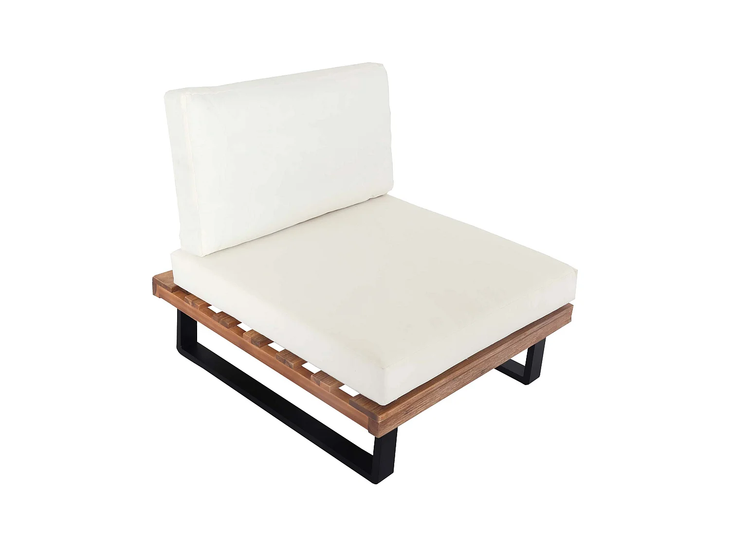 Fauteuil de salon MCW-H54,  marron clair, rembourrage blanc crème