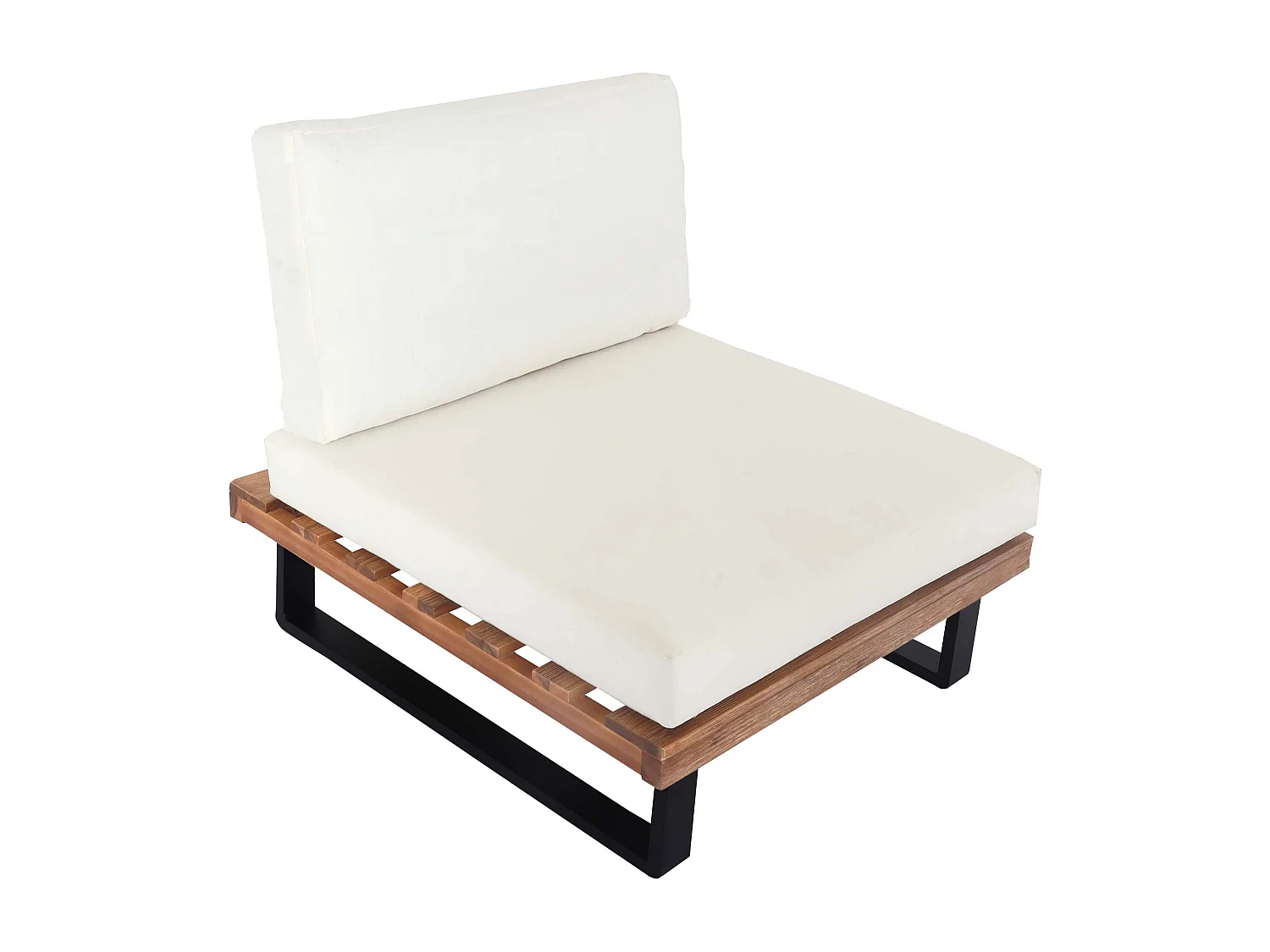 Fauteuil de salon MCW-H54,  marron clair, rembourrage blanc crème