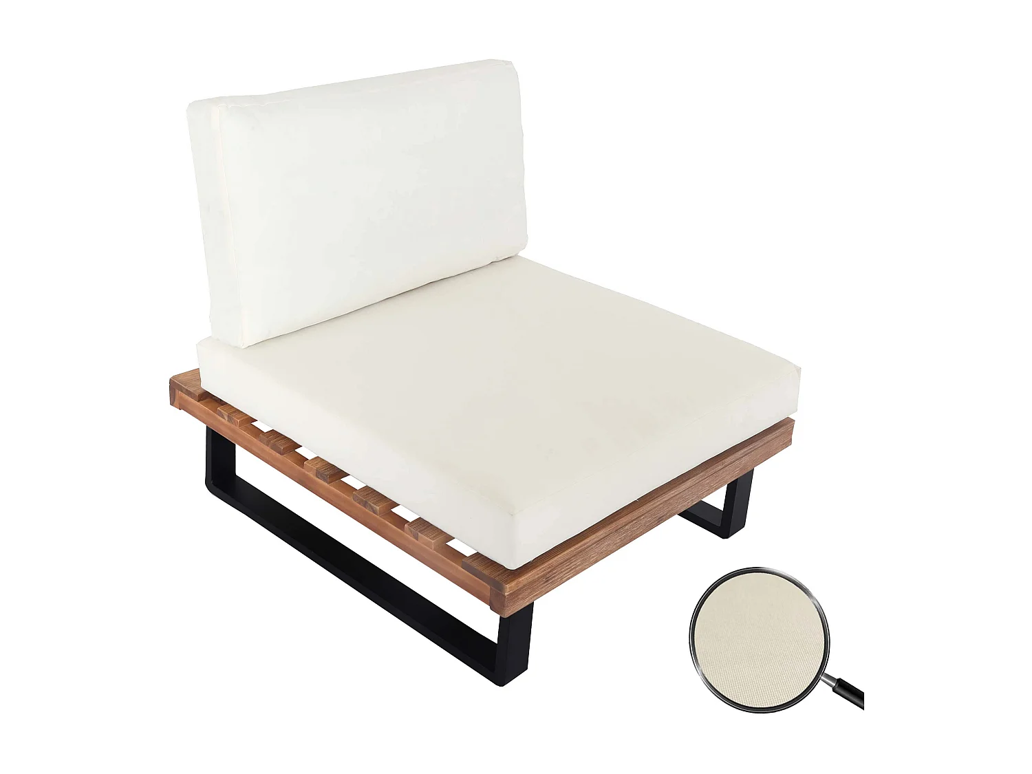 Fauteuil de salon MCW-H54,  marron clair, rembourrage blanc crème