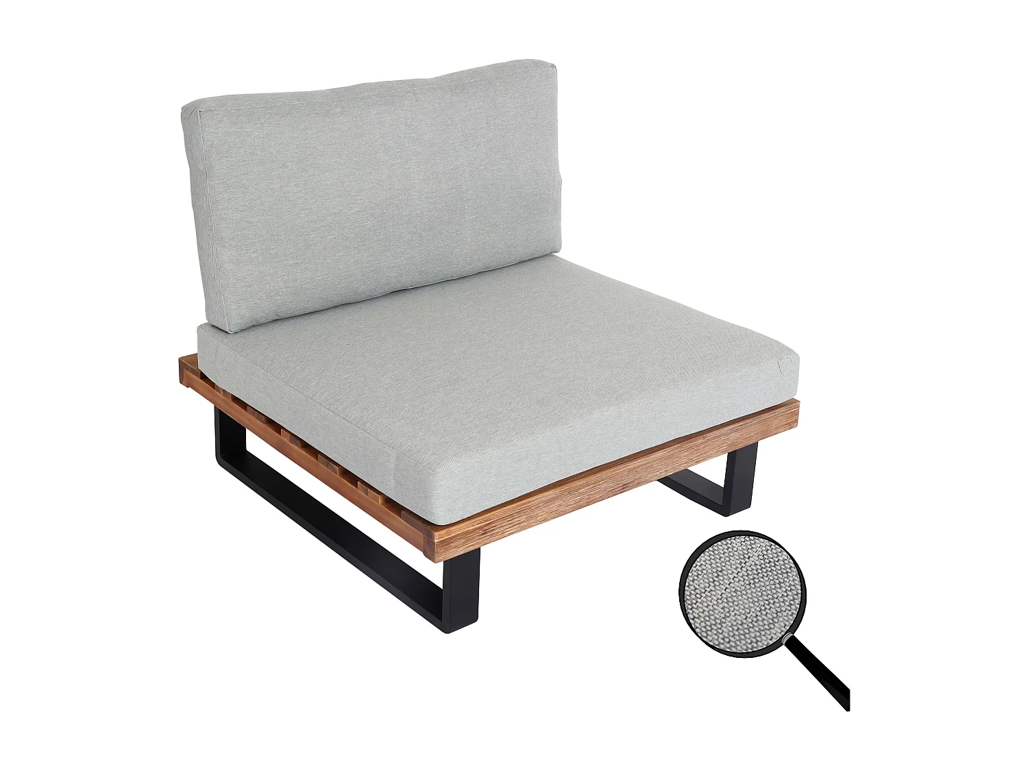 Tumbona MCW-H54,  marrón claro, tapizado gris claro