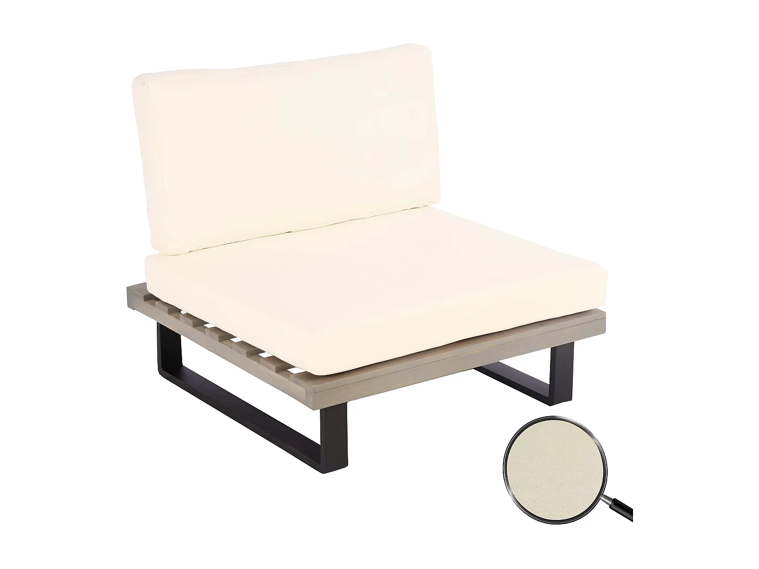 Fauteuil de salon MCW-H54,  gris, rembourrage blanc crème