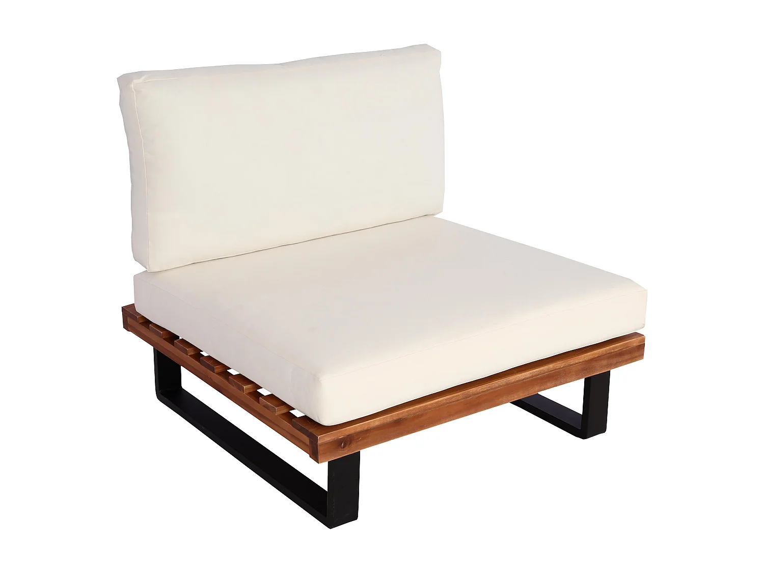 Loungestoel MCW-H54,  bruin, bekleding crème wit