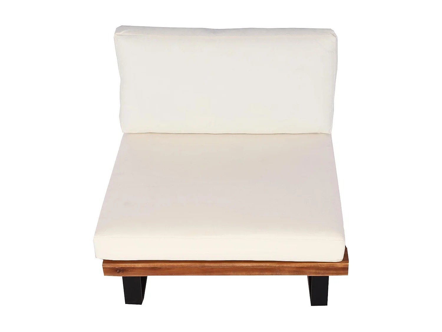 Loungestoel MCW-H54,  bruin, bekleding crème wit