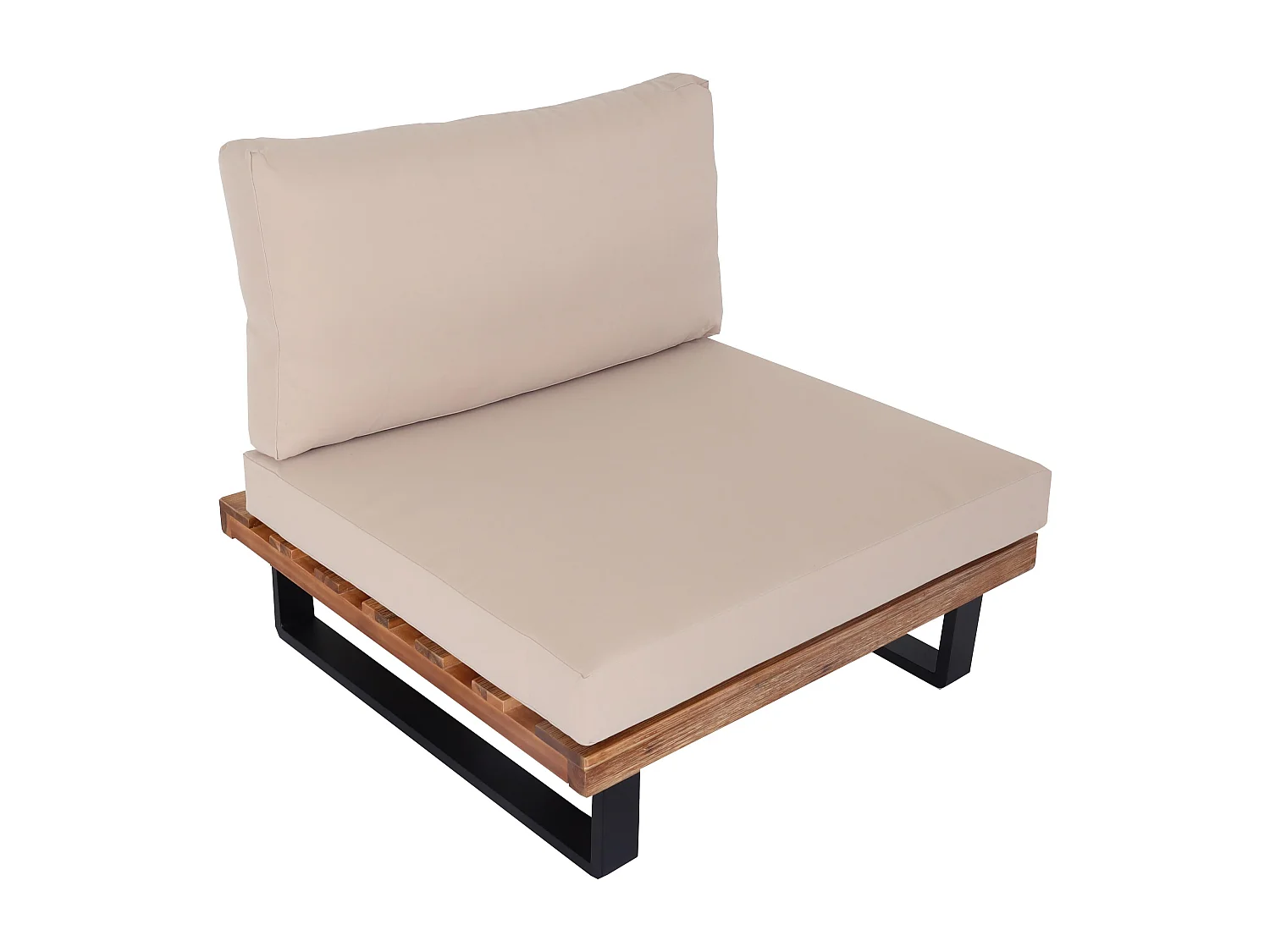 Tumbona MCW-H54,  marrón claro, tapizado beige