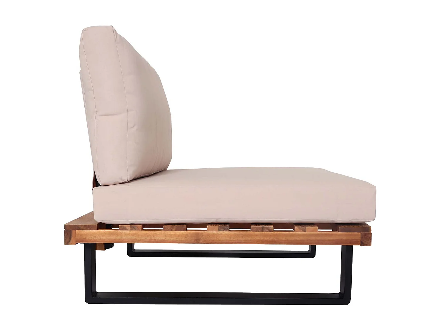 Tumbona MCW-H54,  marrón claro, tapizado beige