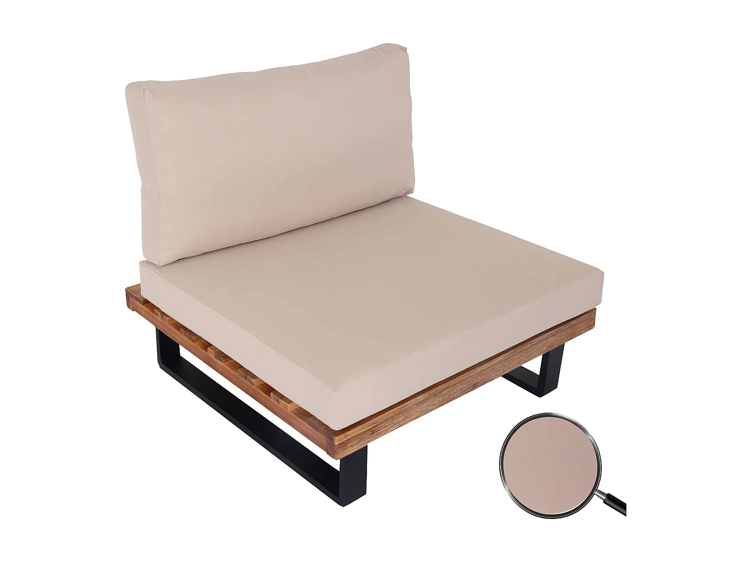 Fauteuil de salon MCW-H54,  brun clair, rembourrage beige