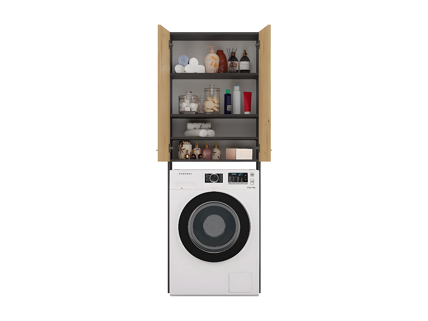 COMO - Armario para lavadora de estilo moderno - 183x64x30 - 2 puertas+4 estantes