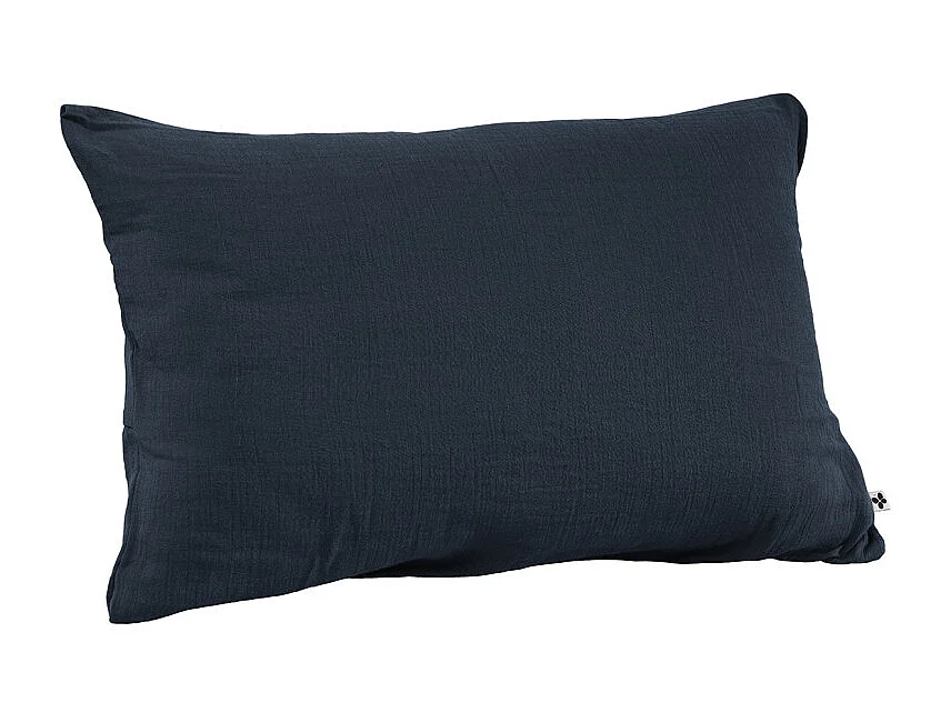 Parure de lit 220 x 240 cm en double gaze de coton bleu nuit - PEPA 1