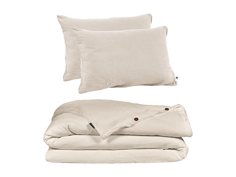 Parure de lit 240 x 260 cm en double gaze de coton écru - PEPA 2