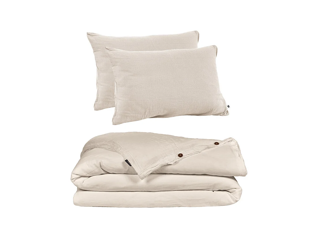 Parure de lit 240 x 260 cm en double gaze de coton écru - PEPA 2