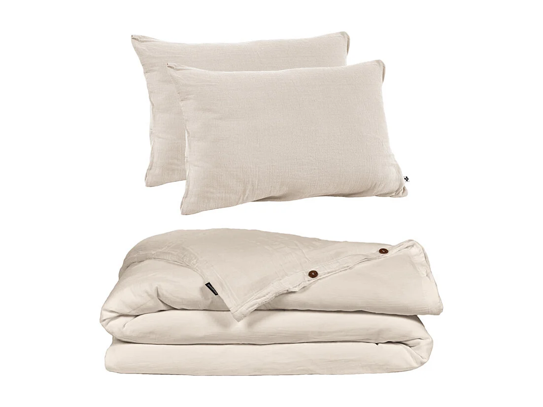 Parure de lit 220 x 240 cm en double gaze de coton écru - PEPA 1