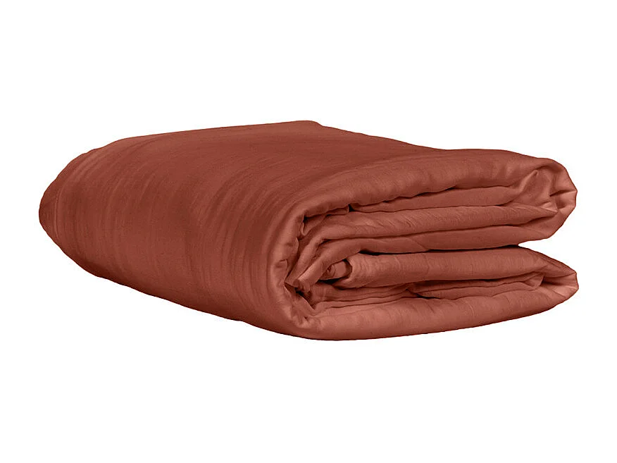Parure de lit 240 x 260 cm en double gaze de coton terracotta - PEPA 2