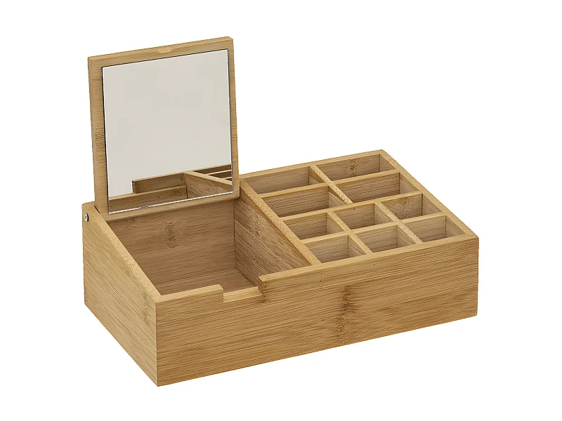 Organiseur Rangement maquillage 10 compartiments en Bambou