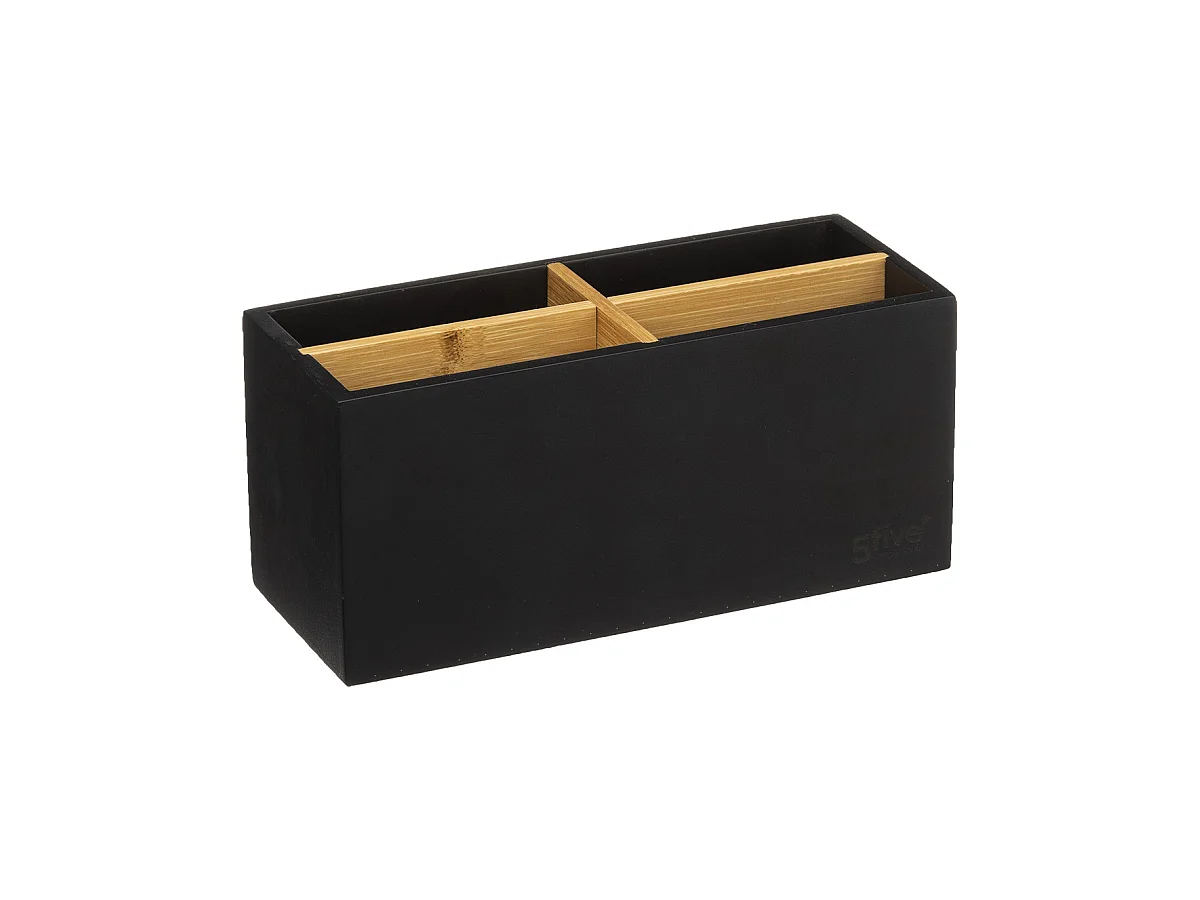 Organiseur Rangement maquillage 4 compartiments Noir et Bambou