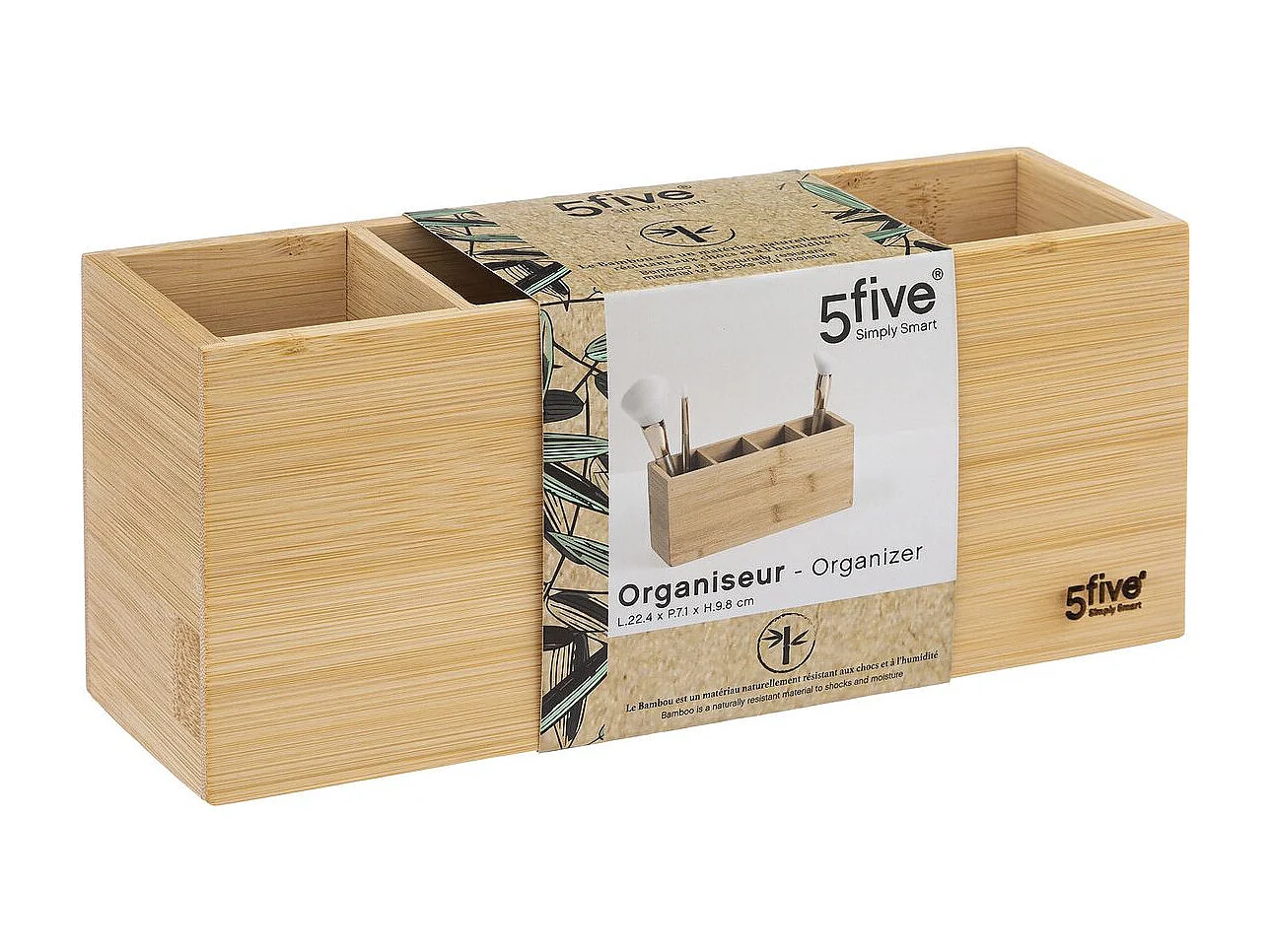 Organiseur Rangement maquillage 4 compartiments en Bambou