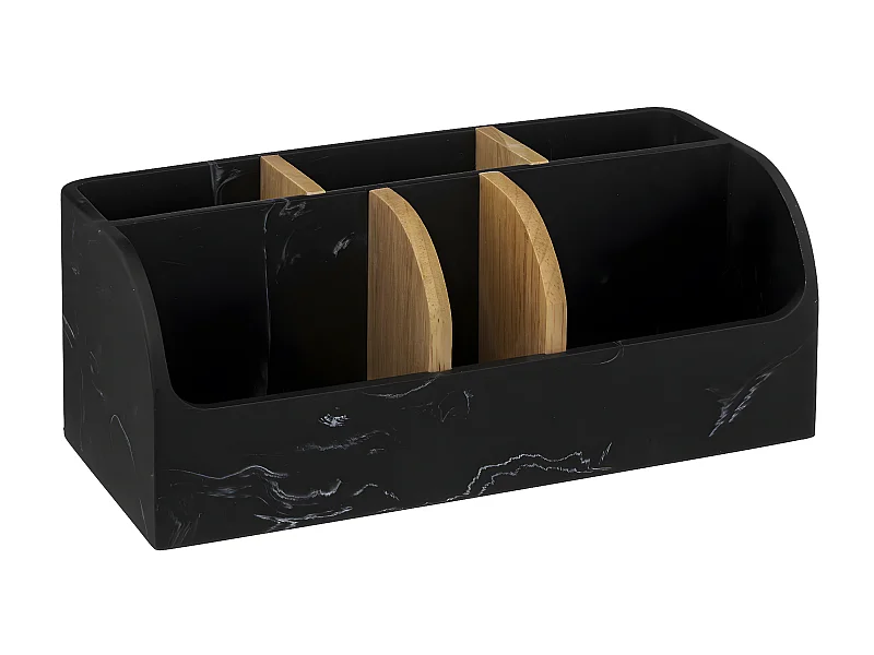 Organiseur Rangement maquillage 6 compartiments Noir effet marbre