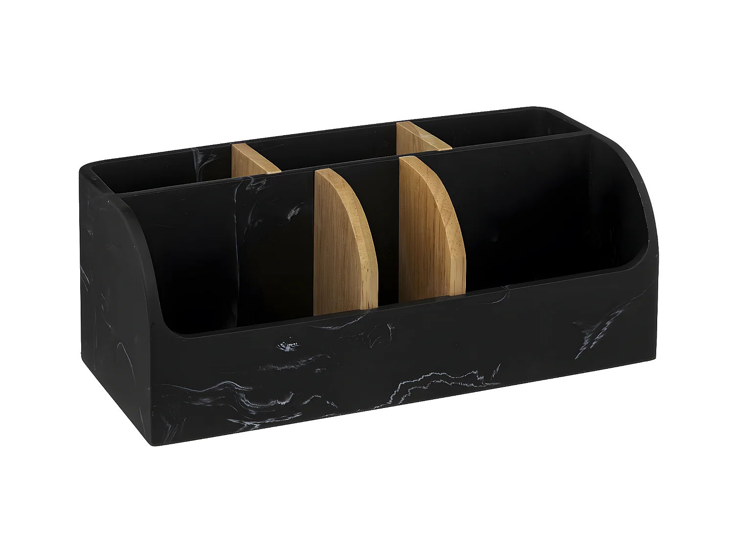 Organiseur Rangement maquillage 6 compartiments Noir effet marbre