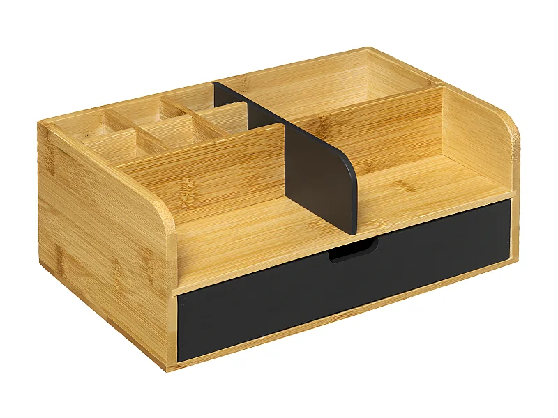 Organiseur Rangement maquillage compartimenté en Bambou 1 tiroir Noir charbon