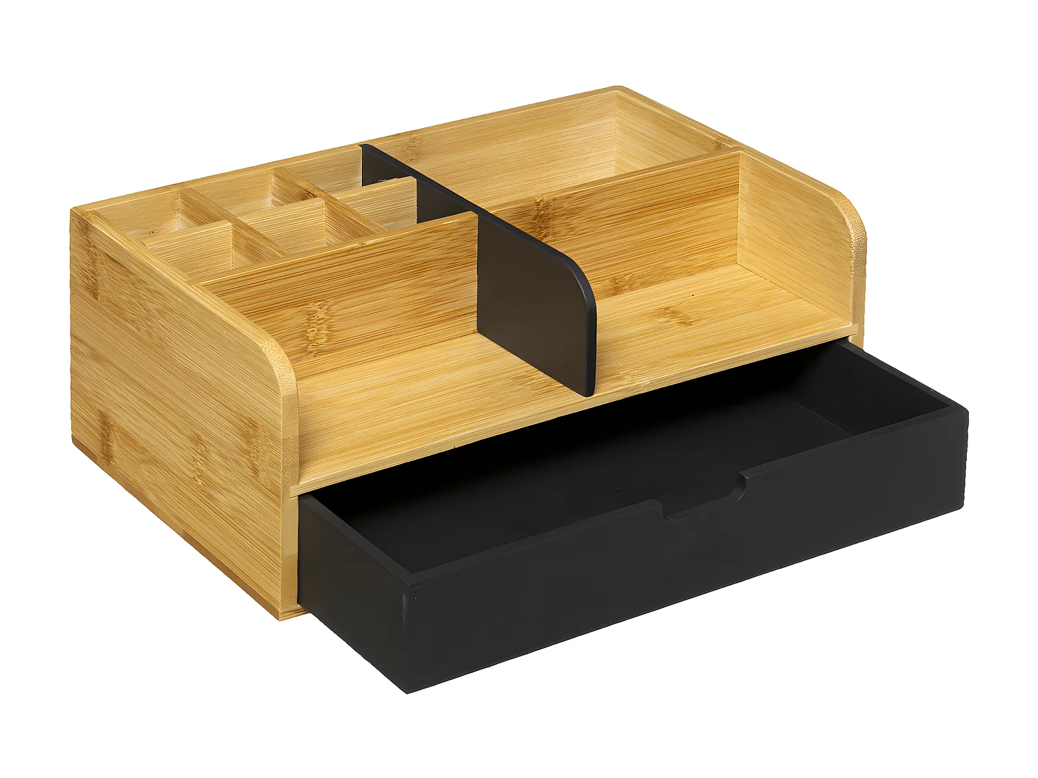 Organiseur Rangement maquillage compartimenté en Bambou 1 tiroir Noir charbon