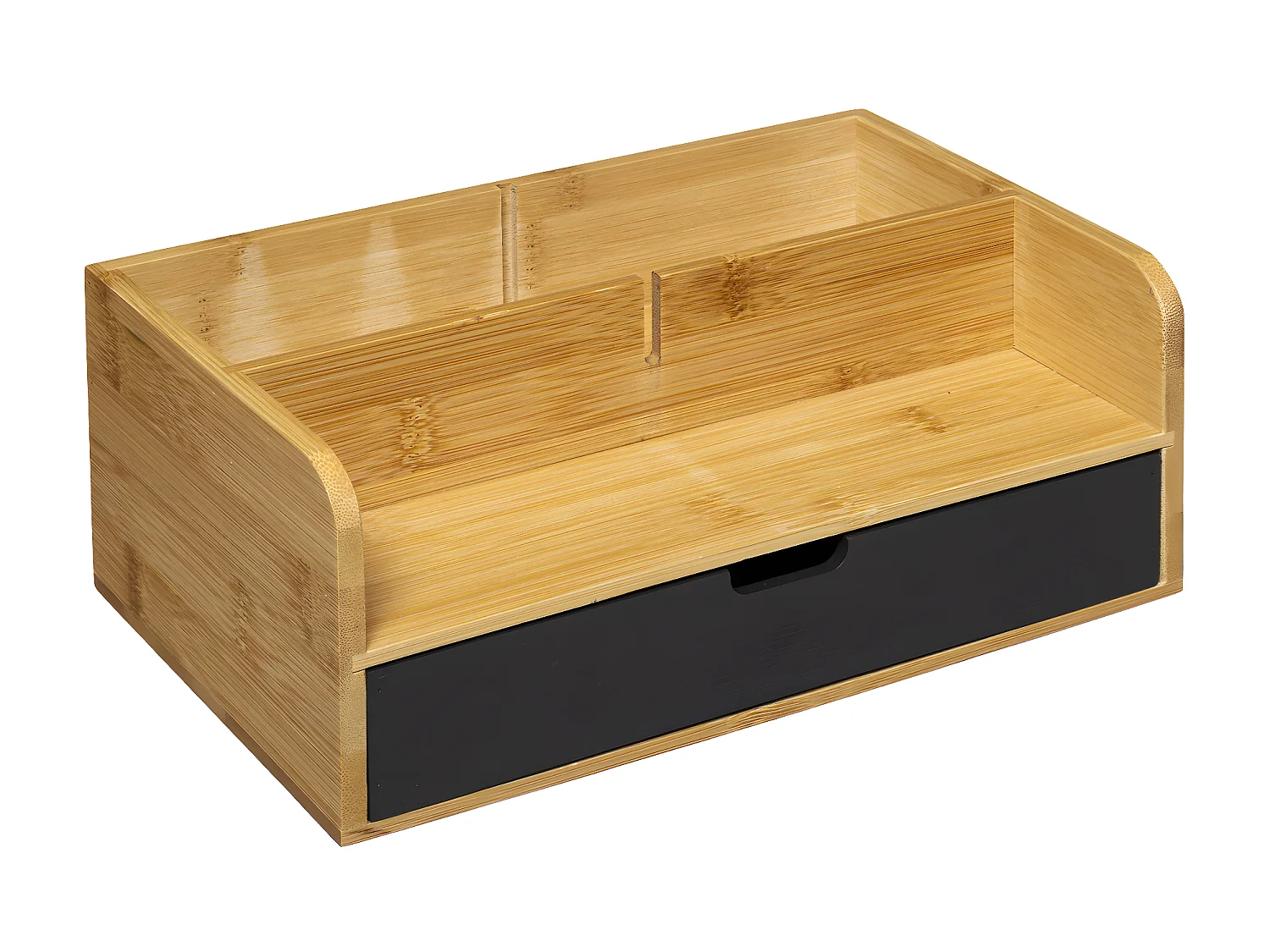 Organiseur Rangement maquillage compartimenté en Bambou 1 tiroir Noir charbon