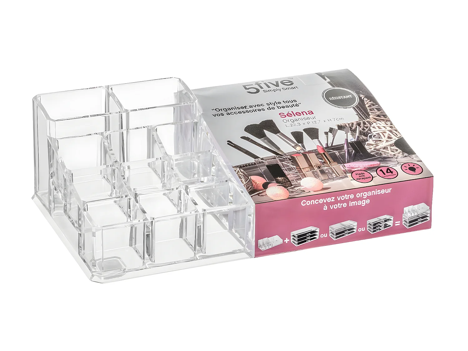 Organiseur de salle de bain Rangement maquillage 14 compartiments