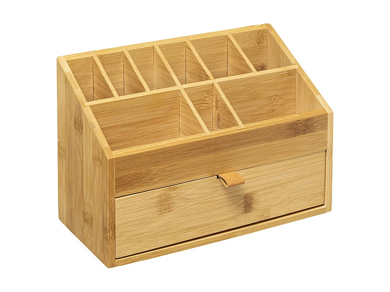 Organiseur Rangement maquillage 1 Tiroir et 9 compartiments en Bambou