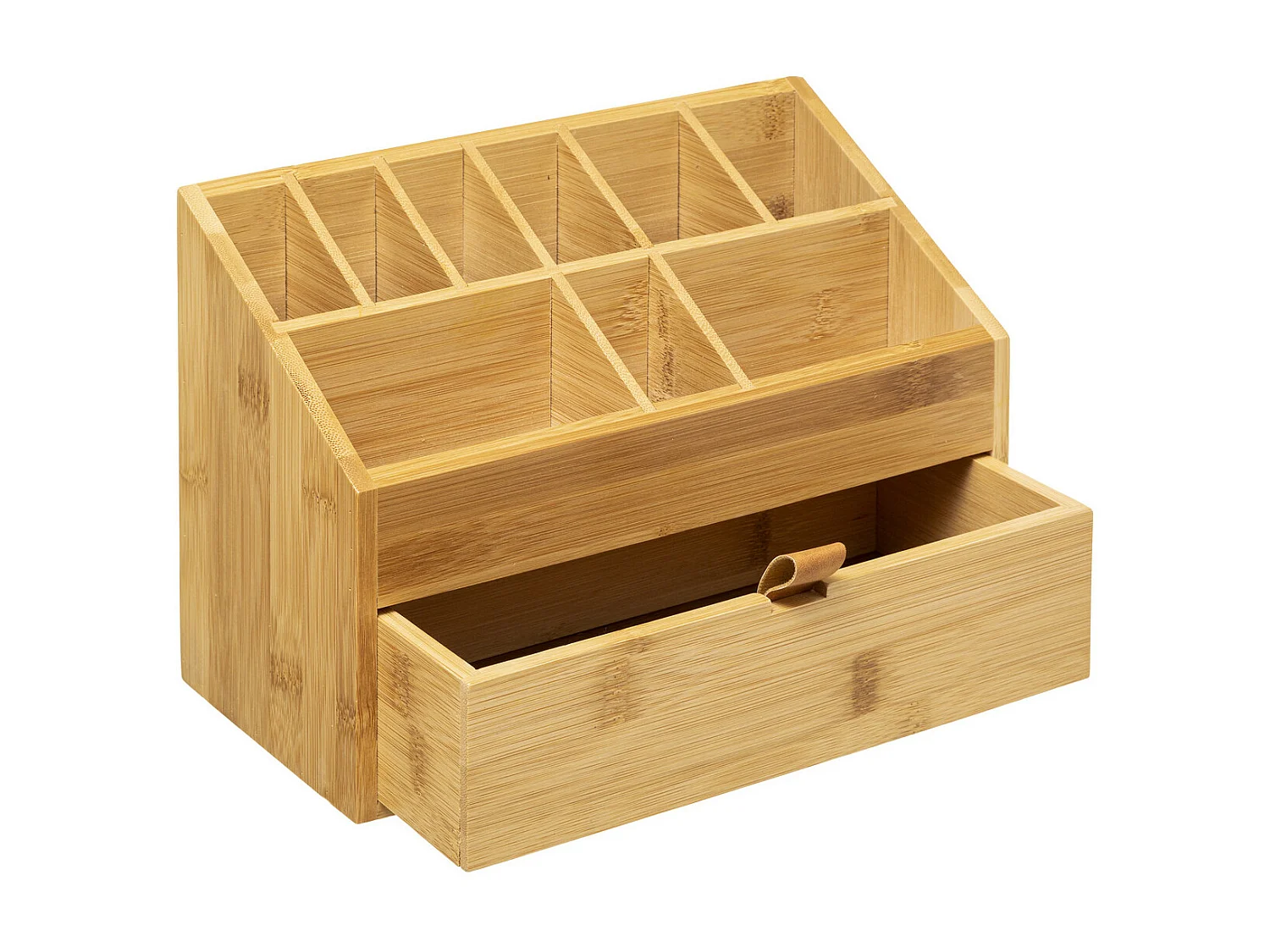 Organiseur Rangement maquillage 1 Tiroir et 9 compartiments en Bambou