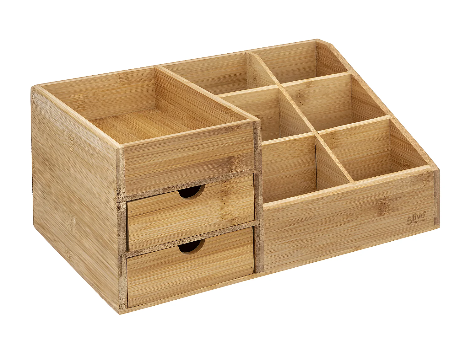 Organiseur Rangement maquillage 2 Tiroirs 7 compartiments en Bambou