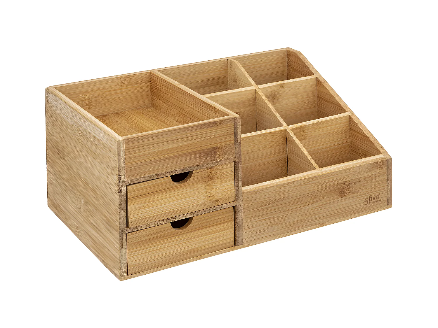 Organiseur Rangement maquillage 2 Tiroirs 7 compartiments en Bambou