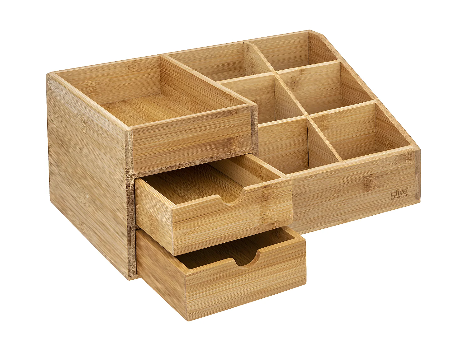 Organiseur Rangement maquillage 2 Tiroirs 7 compartiments en Bambou
