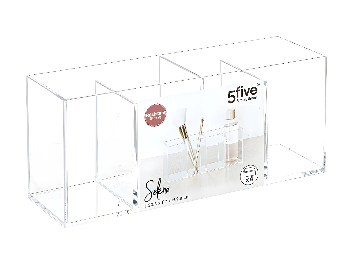 Organiseur transparent Rangement maquillage 4 compartiments