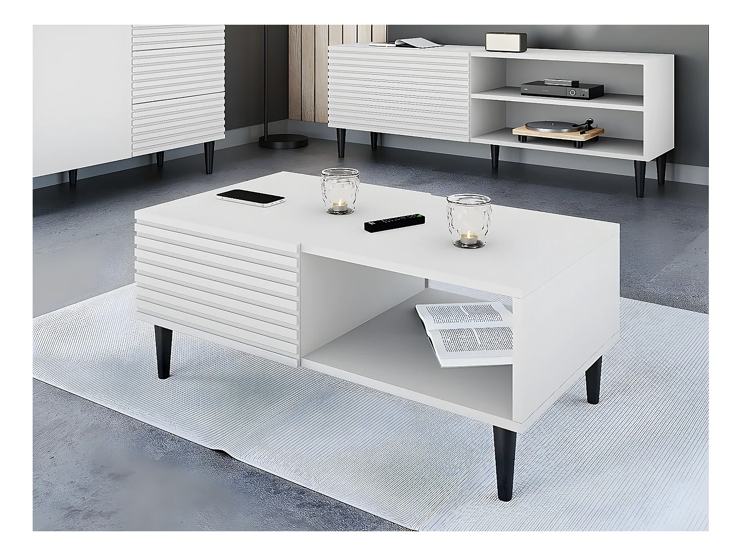 Table basse "Nakomo " - 100 x 41 x 52 cm - Blanc