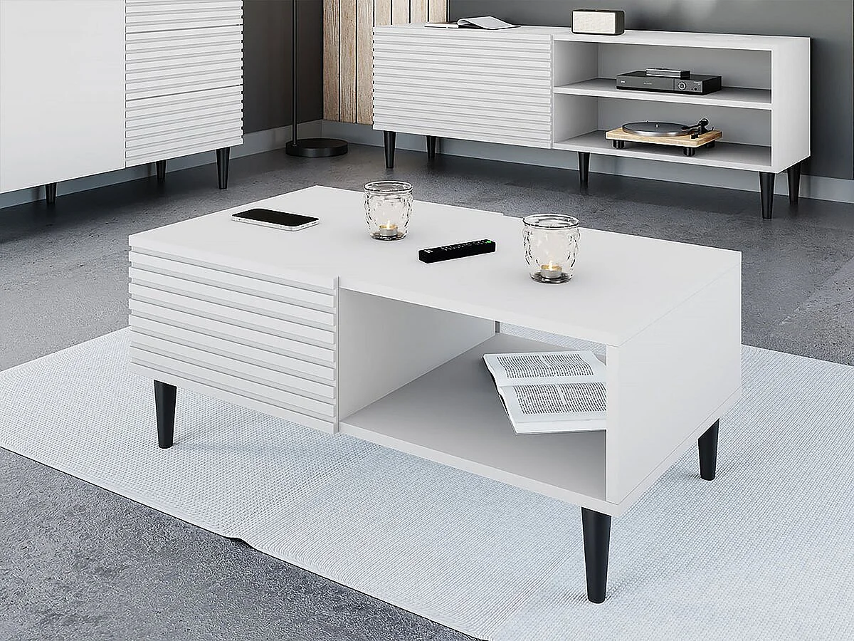 Witte salontafel "Nakomo" met opbergruimte - 100 x 41 x 52 cm