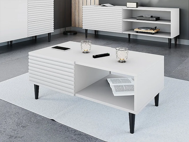 Witte salontafel "Nakomo" met opbergruimte - 100 x 41 x 52 cm