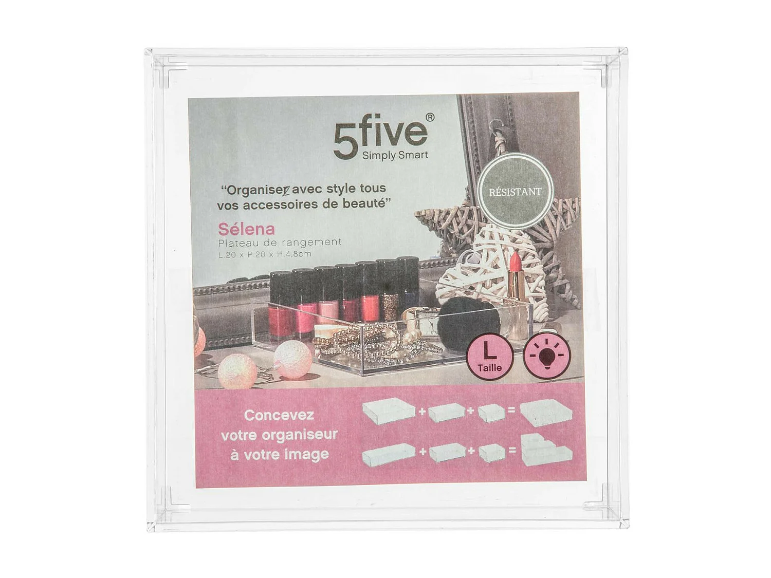 Plateau de rangement pour accessoires beauté & maquillage L 20 cm