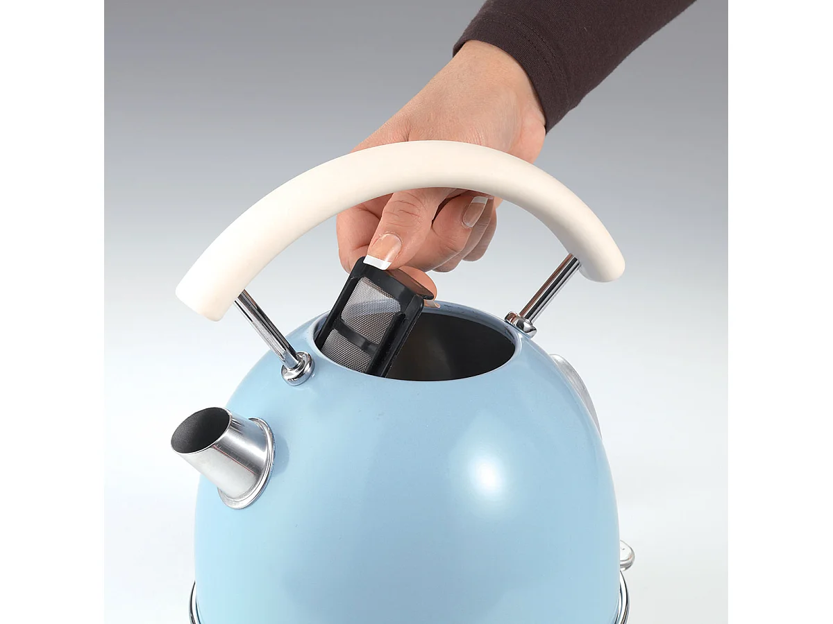 Bollitore elettrico 1,7L - Infusi, tè e tisane - Autospegnimento - 2000W - Acciaio Inox - Celeste