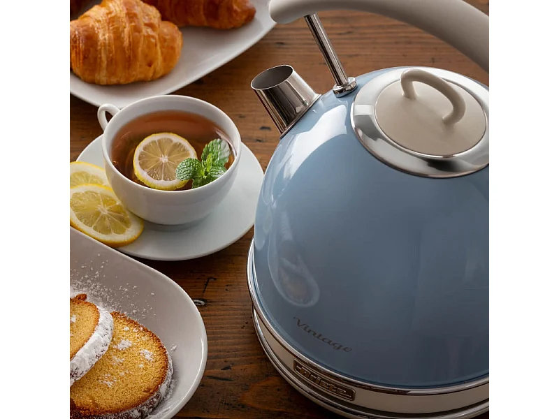 Bollitore elettrico 1,7L - Infusi, tè e tisane - Autospegnimento - 2000W - Acciaio Inox - Celeste