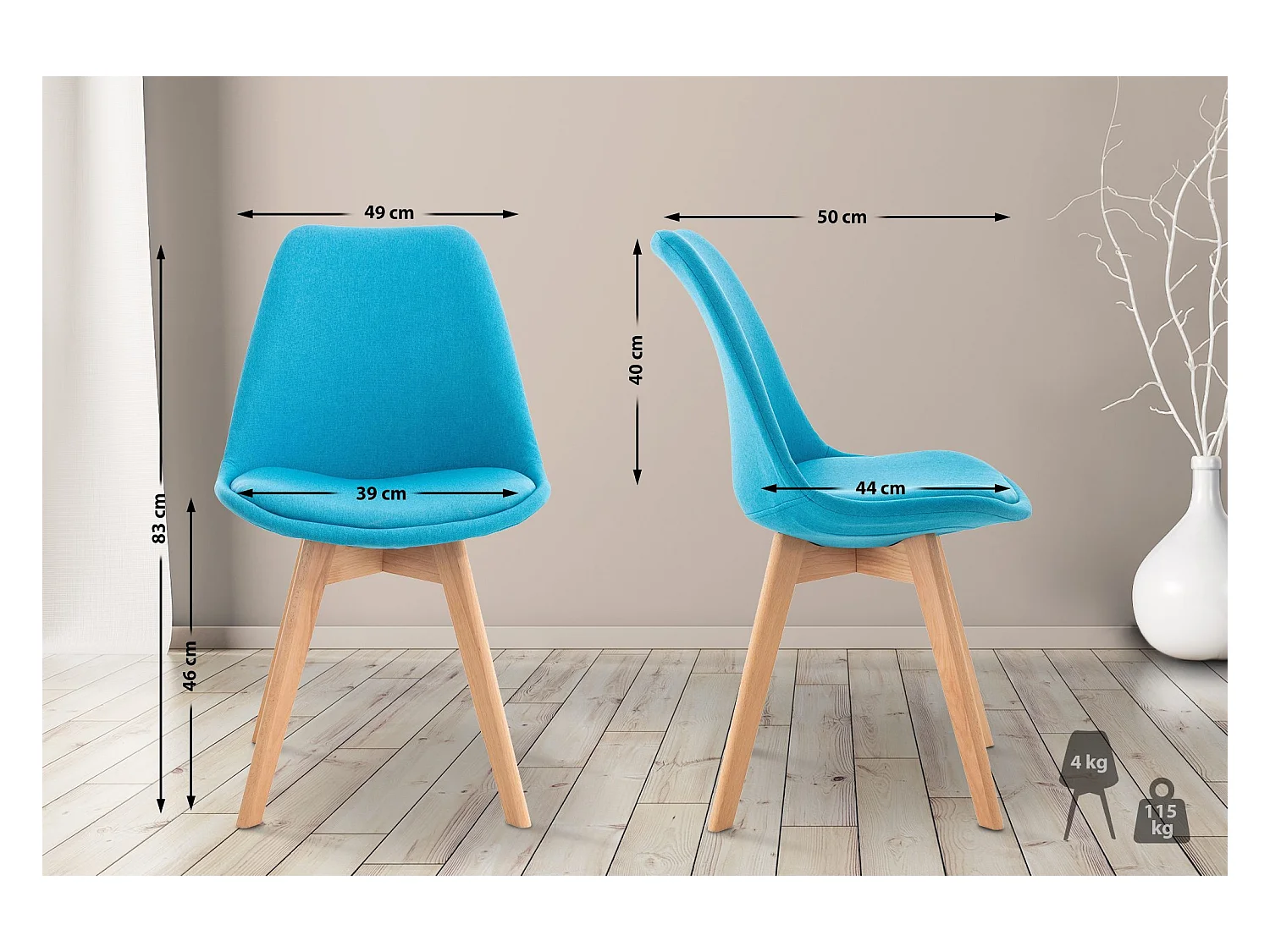 Eetkamerstoelen - Stof - turkis - Linares