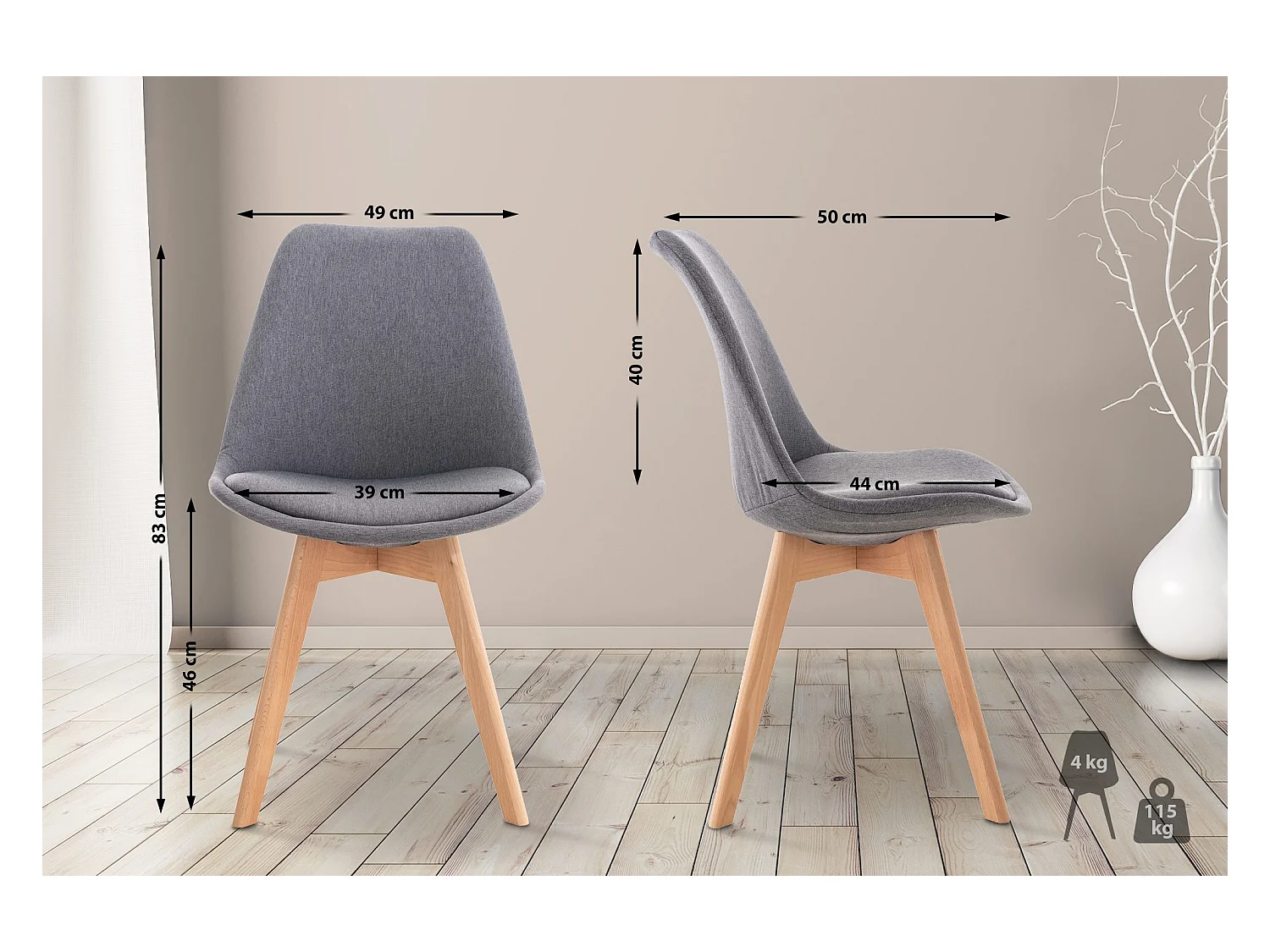 Eetkamerstoelen - Stof - grijs - Linares