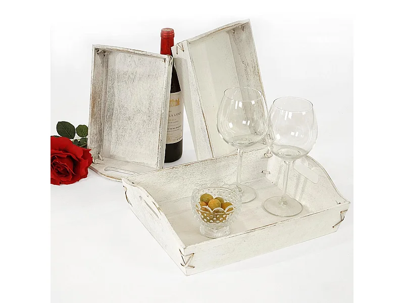 Plateau MCW-C50 look shabby (set de 3),  blanc shabby