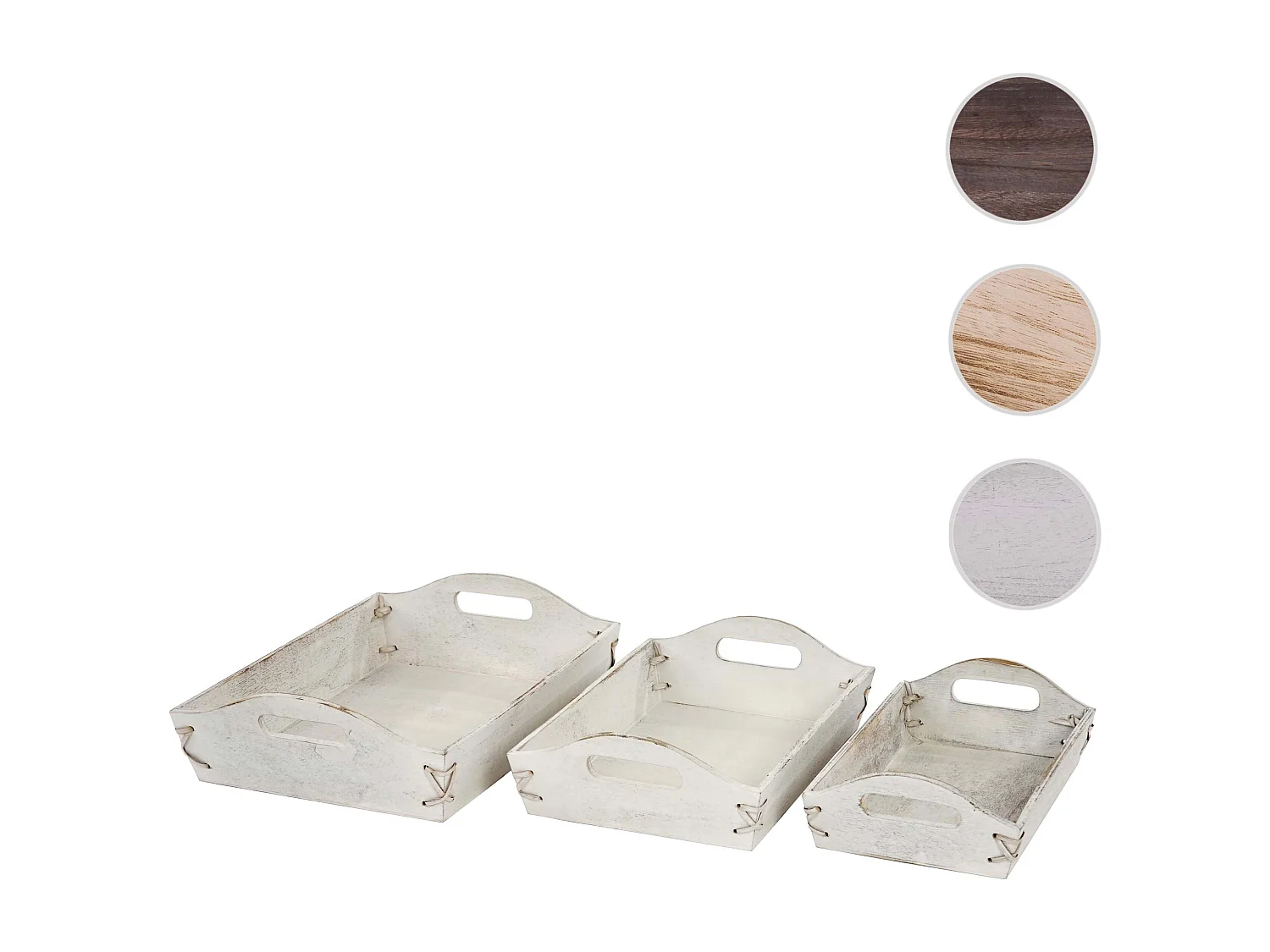 Plateau MCW-C50 look shabby (set de 3),  blanc shabby