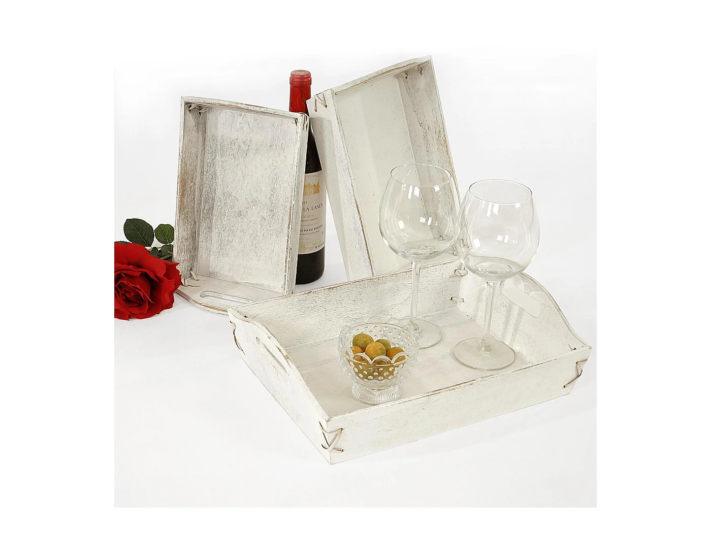 Plateau MCW-C50 look shabby (set de 3),  blanc shabby