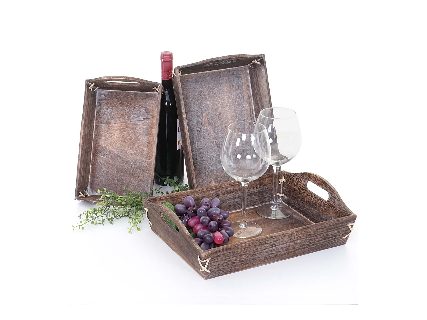 Plateau MCW-C50 look shabby (set de 3),  brun shabby