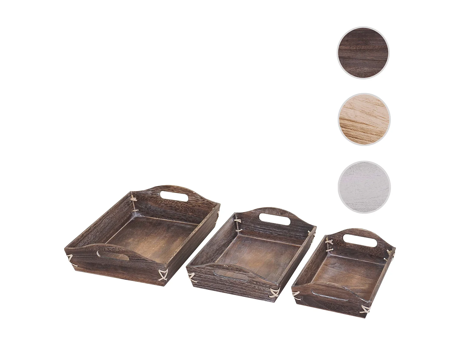 Dienblad MCW-C50 shabby look (set van 3),  bruin, shabby