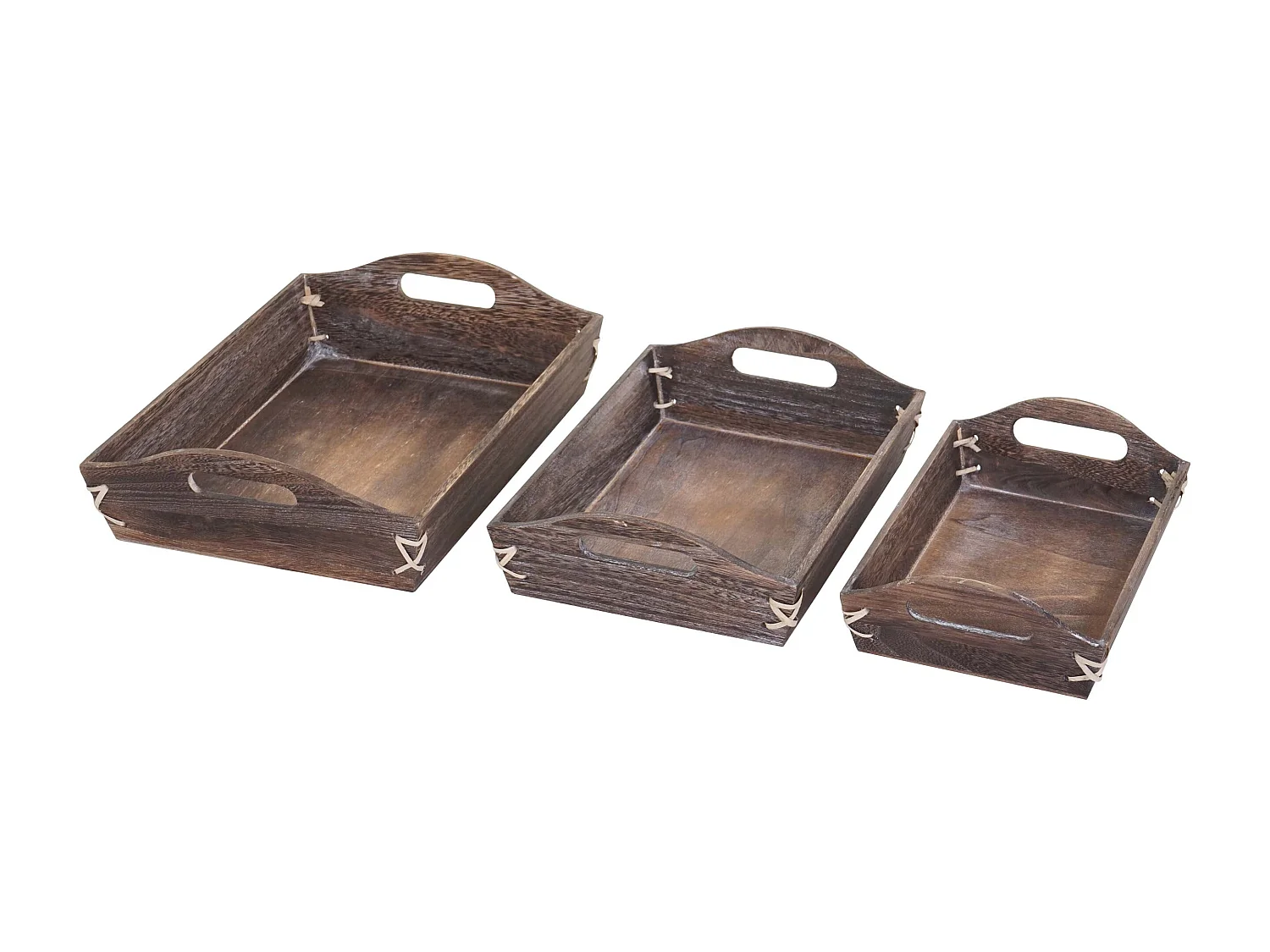 Dienblad MCW-C50 shabby look (set van 3),  bruin, shabby