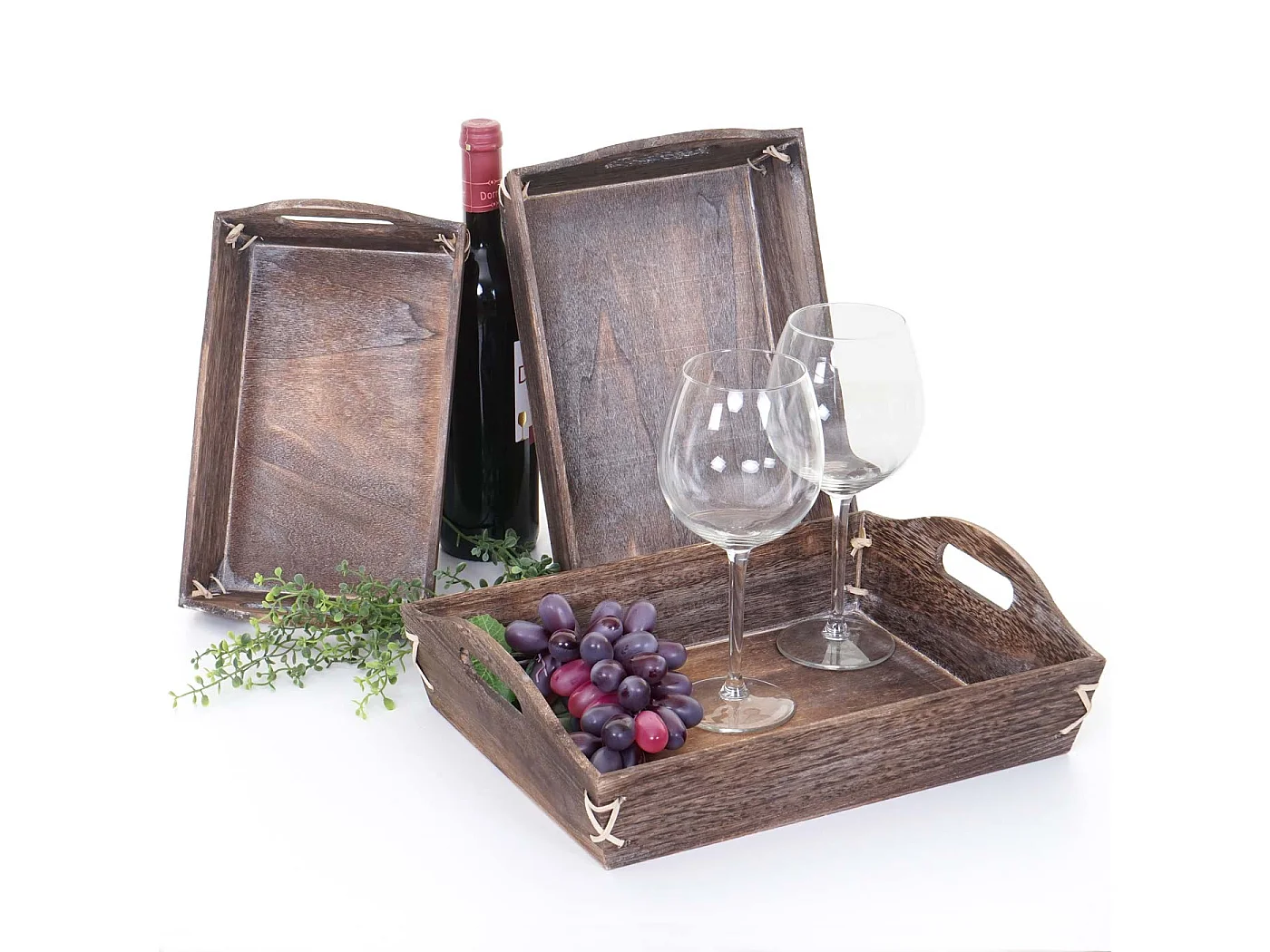 Dienblad MCW-C50 shabby look (set van 3),  bruin, shabby