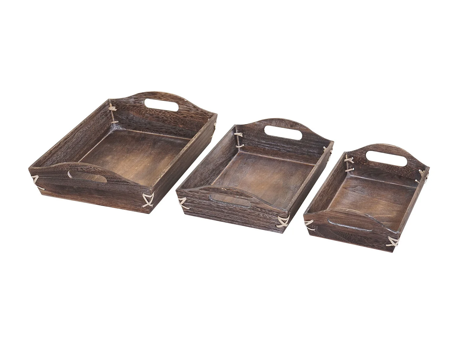 Dienblad MCW-C50 shabby look (set van 3),  bruin, shabby