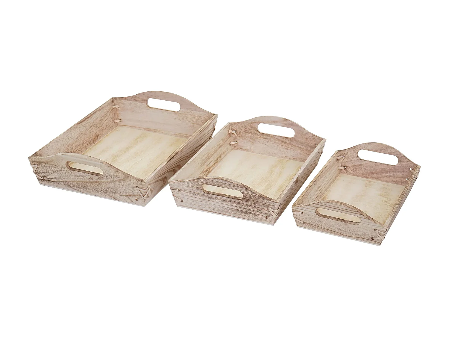 Set 3x vassoi decorativi cucina shabby vintage MCW-C50 legno paulonia naturale