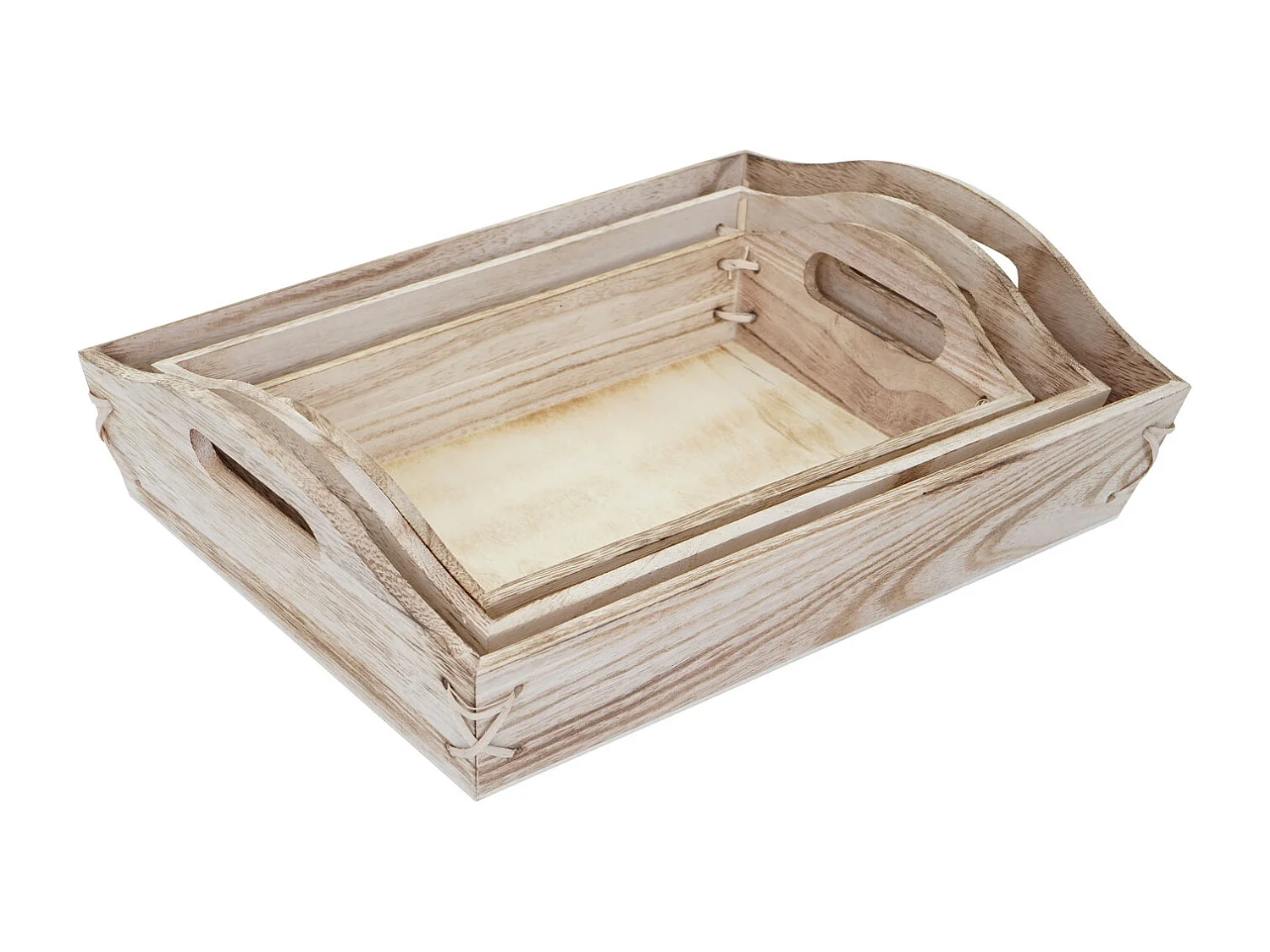 Set 3x vassoi decorativi cucina shabby vintage MCW-C50 legno paulonia naturale